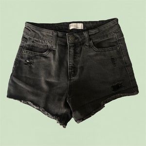 black jean shorts